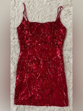 Windsor Showgirl Las Vegas Birthday Party Homecoming Sequin Cocktail Dress Red M